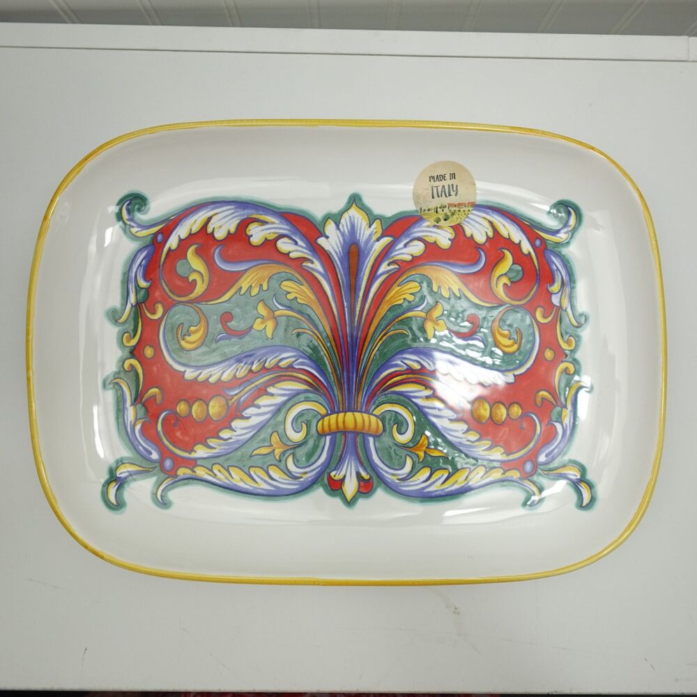 Nova Deruta Made In Italy Ceramic Platter Hand Painted Renaissance Style